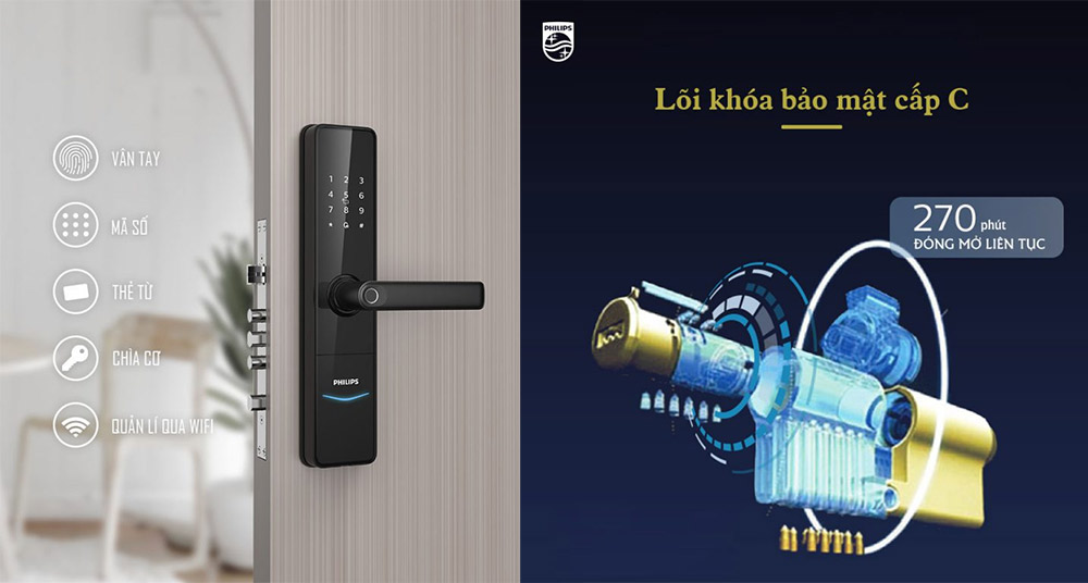 Khóa cửa thông minh giá rẻ thuộc hãng Philips cao cấp