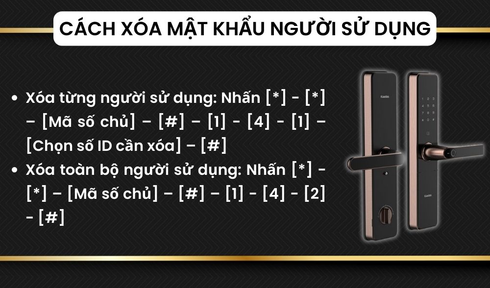 Cách Xóa Mật Khẩu Người Sử Dụng Trên Khóa Vân Tay Kaadas S500c