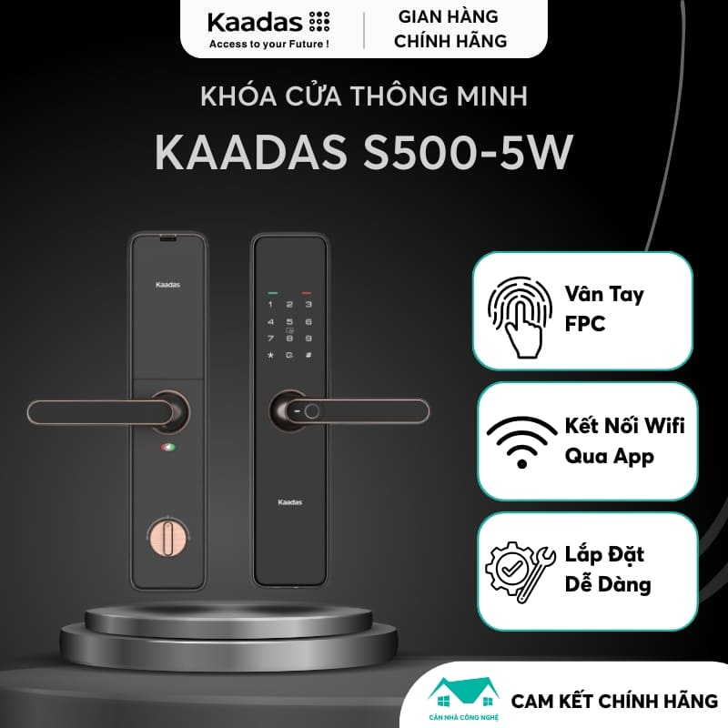 Khóa Vân Tay KAADAS S500C-5W - Kết Nối Wifi - Khoá Cửa Nhập Khẩu Đức - Miễn Phí Lắp Đặt