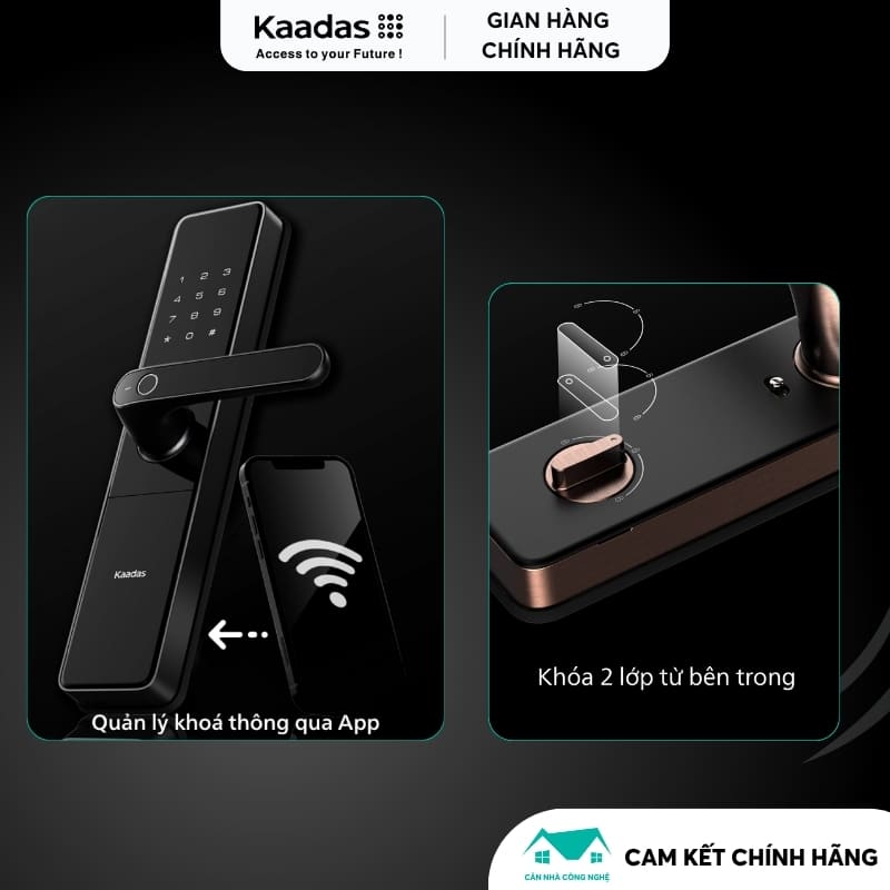 Khóa Vân Tay KAADAS S500C-5W - Kết Nối Wifi - Khoá Cửa Nhập Khẩu Đức - Miễn Phí Lắp Đặt - Ảnh 2