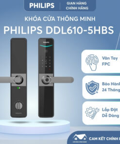 Khóa cửa vân tay điều khiển từ xa Philips DDL610-5HBS