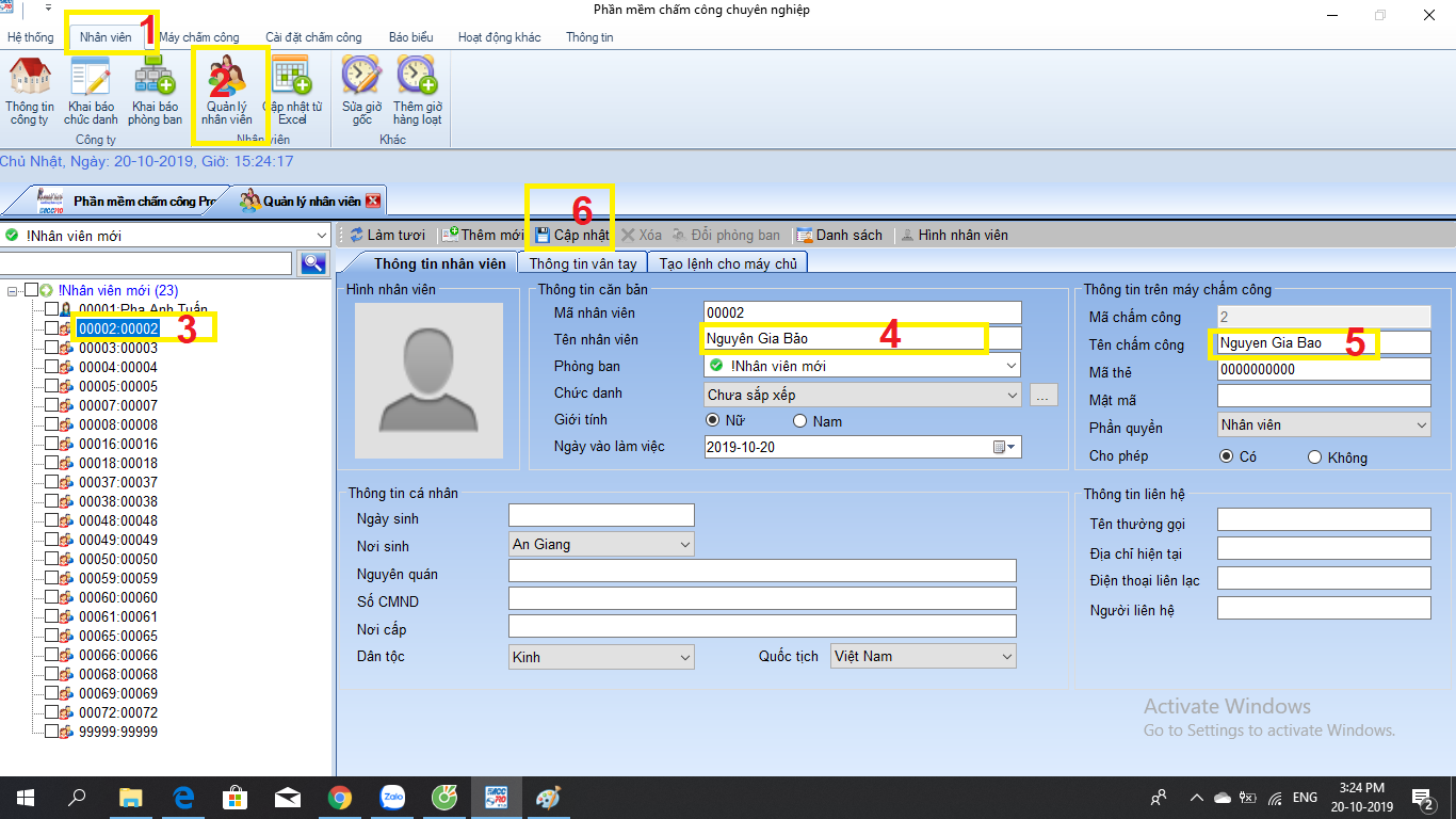 Hình ảnh phần mềm quản lý chấm công Ronald Jack Pro