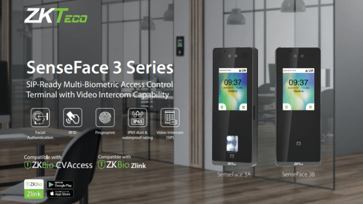 Máy kiểm soát ra vào dùng khuôn mặt vân tay ZKTeco SenseFace 3A - BH 12 tháng