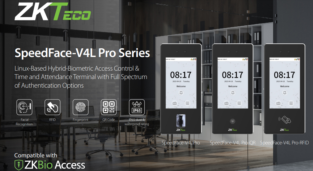 Máy chấm công khuôn mặt ZKteco Speed Face V4L Pro
