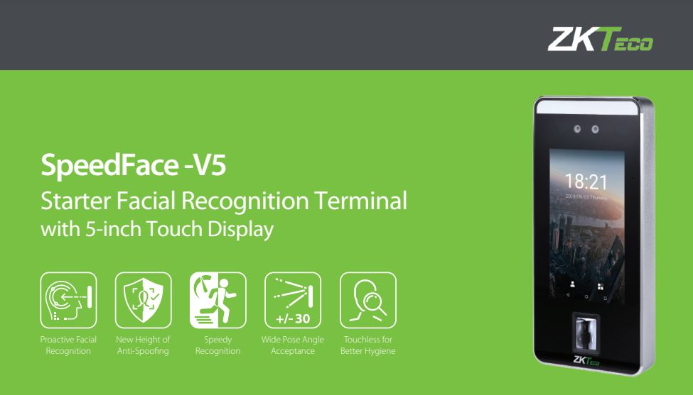 Máy chấm công khuôn mặt ZKTeco SpeedFace‑V5