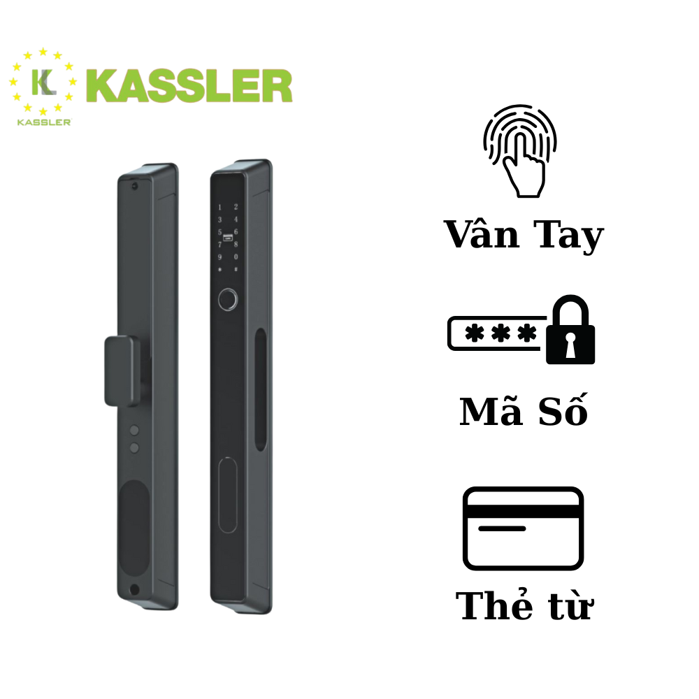 Khóa cửa nhôm Kassler KL-599 AT BLACK APP