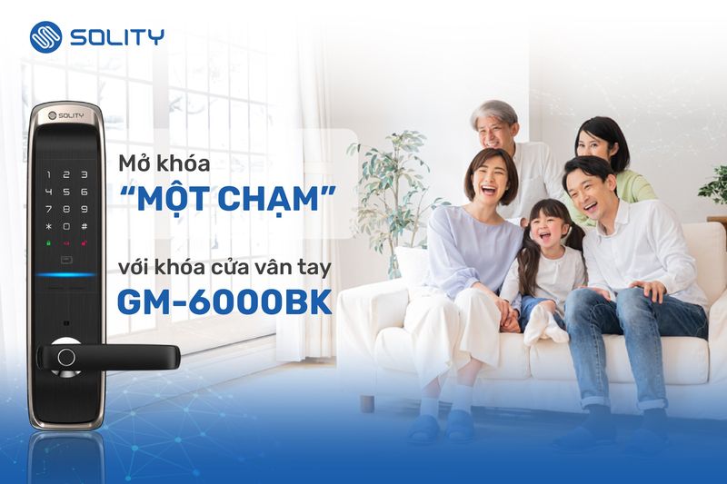 Khóa cửa vân tay Solity GM-6000BK mở khóa một chạm