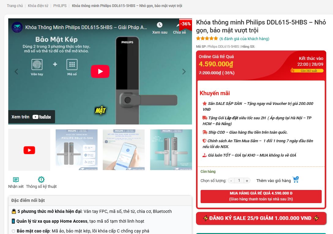 Hướng dẫn săn sale 25/9 khi mua khóa thông minh tại cannhacongnghe.com